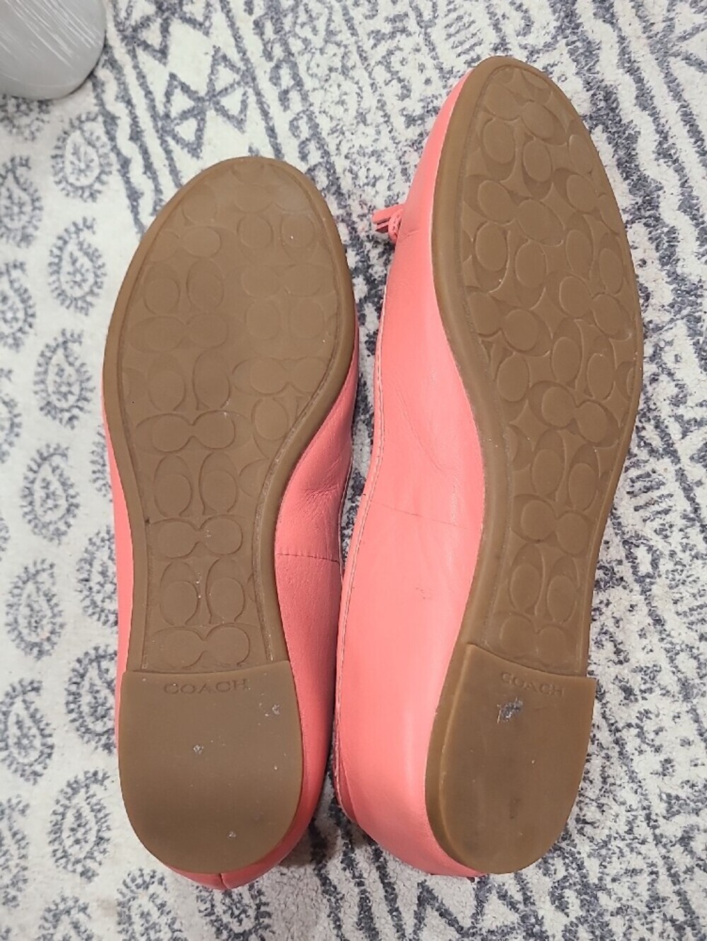 Coach Coral Pink Leather Ballet Flats with Tassel Bow - Picture 6 of 8